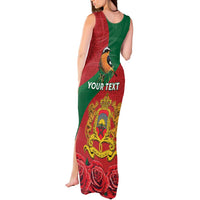 Personalised Morocco Proclamation Day Tank Maxi Dress Moussier's Redstart With Coat Of Arms - Wonder Print Shop