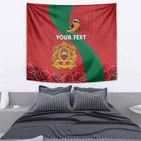 Personalised Morocco Proclamation Day Tapestry Moussier's Redstart With Coat Of Arms - Wonder Print Shop