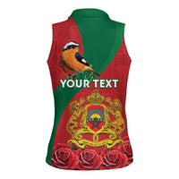 Personalised Morocco Proclamation Day Women Sleeveless Polo Shirt Moussier's Redstart With Coat Of Arms - Wonder Print Shop