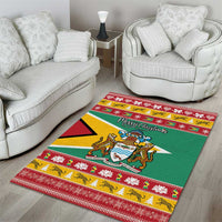 Guyana Christmas Area Rug Coat Of Arms with Flag Style - Wonder Print Shop