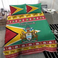 Guyana Christmas Bedding Set Coat Of Arms with Flag Style - Wonder Print Shop