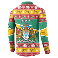 Guyana Christmas Button Sweatshirt Coat Of Arms with Flag Style - Wonder Print Shop