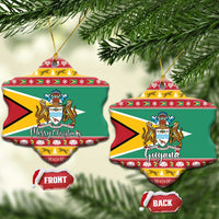 Guyana Christmas Ceramic Ornament Coat Of Arms with Flag Style - Wonder Print Shop