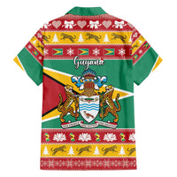 Guyana Christmas Family Matching Off The Shoulder Long Sleeve Dress and Hawaiian Shirt Coat Of Arms with Flag Style - Wonder Print Shop