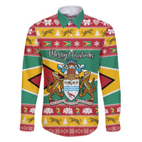 Guyana Christmas Family Matching Off The Shoulder Long Sleeve Dress and Hawaiian Shirt Coat Of Arms with Flag Style - Wonder Print Shop