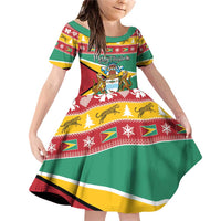 Guyana Christmas Family Matching Off Shoulder Short Dress and Hawaiian Shirt Coat Of Arms with Flag Style - Wonder Print Shop