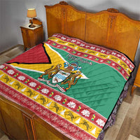 Guyana Christmas Quilt Coat Of Arms with Flag Style - Wonder Print Shop