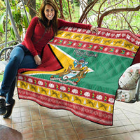 Guyana Christmas Quilt Coat Of Arms with Flag Style - Wonder Print Shop