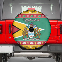 Guyana Christmas Spare Tire Cover Coat Of Arms with Flag Style - Wonder Print Shop