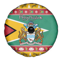 Guyana Christmas Spare Tire Cover Coat Of Arms with Flag Style - Wonder Print Shop