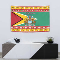 Guyana Christmas Tapestry Coat Of Arms with Flag Style - Wonder Print Shop