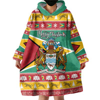 Guyana Christmas Wearable Blanket Hoodie Coat Of Arms with Flag Style - Wonder Print Shop