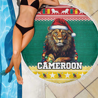 Cameroon Christmas Beach Blanket Lion Santa Joyeux Noel - Wonder Print Shop