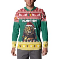Cameroon Christmas Button Sweatshirt Lion Santa Joyeux Noel - Wonder Print Shop