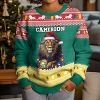 Cameroon Christmas Kid Ugly Christmas Sweater Lion Santa Joyeux Noel - Wonder Print Shop
