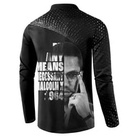 Malcolm X El-Hajj Malik El-Shabazz Button Sweatshirt By Any Means Necessary - Wonder Print Shop