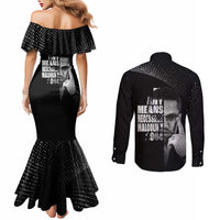 Malcolm X El-Hajj Malik El-Shabazz Couples Matching Mermaid Dress and Long Sleeve Button Shirt By Any Means Necessary - Wonder Print Shop