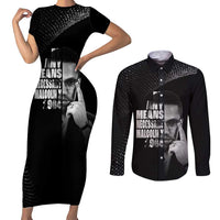 Malcolm X El-Hajj Malik El-Shabazz Couples Matching Short Sleeve Bodycon Dress and Long Sleeve Button Shirt By Any Means Necessary - Wonder Print Shop