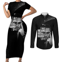 Malcolm X El-Hajj Malik El-Shabazz Couples Matching Short Sleeve Bodycon Dress and Long Sleeve Button Shirt By Any Means Necessary - Wonder Print Shop