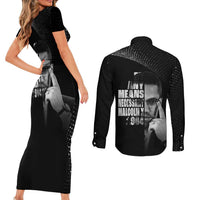 Malcolm X El-Hajj Malik El-Shabazz Couples Matching Short Sleeve Bodycon Dress and Long Sleeve Button Shirt By Any Means Necessary - Wonder Print Shop