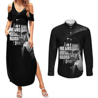Malcolm X El-Hajj Malik El-Shabazz Couples Matching Summer Maxi Dress and Long Sleeve Button Shirt By Any Means Necessary - Wonder Print Shop