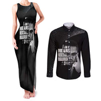 Malcolm X El-Hajj Malik El-Shabazz Couples Matching Tank Maxi Dress and Long Sleeve Button Shirt By Any Means Necessary - Wonder Print Shop