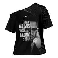 Malcolm X El-Hajj Malik El-Shabazz Cross Shoulder Shirt By Any Means Necessary - Wonder Print Shop
