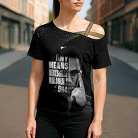 Malcolm X El-Hajj Malik El-Shabazz Cross Shoulder Shirt By Any Means Necessary - Wonder Print Shop