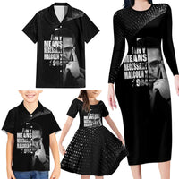 Malcolm X El-Hajj Malik El-Shabazz Family Matching Long Sleeve Bodycon Dress and Hawaiian Shirt By Any Means Necessary - Wonder Print Shop