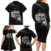 Malcolm X El-Hajj Malik El-Shabazz Family Matching Long Sleeve Bodycon Dress and Hawaiian Shirt By Any Means Necessary - Wonder Print Shop