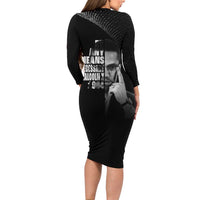 Malcolm X El-Hajj Malik El-Shabazz Family Matching Long Sleeve Bodycon Dress and Hawaiian Shirt By Any Means Necessary - Wonder Print Shop