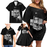 Malcolm X El-Hajj Malik El-Shabazz Family Matching Off Shoulder Short Dress and Hawaiian Shirt By Any Means Necessary - Wonder Print Shop