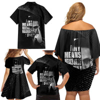Malcolm X El-Hajj Malik El-Shabazz Family Matching Off Shoulder Short Dress and Hawaiian Shirt By Any Means Necessary - Wonder Print Shop
