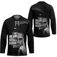 Malcolm X El-Hajj Malik El-Shabazz Hockey Jersey By Any Means Necessary - Wonder Print Shop