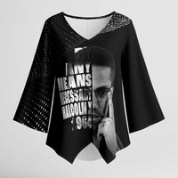 Malcolm X El-Hajj Malik El-Shabazz Kimono Sleeve Blouse By Any Means Necessary - Wonder Print Shop