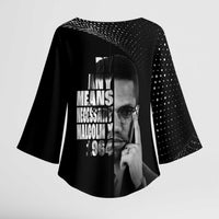 Malcolm X El-Hajj Malik El-Shabazz Kimono Sleeve Blouse By Any Means Necessary - Wonder Print Shop
