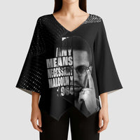 Malcolm X El-Hajj Malik El-Shabazz Kimono Sleeve Blouse By Any Means Necessary - Wonder Print Shop