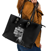 Malcolm X El-Hajj Malik El-Shabazz Leather Tote Bag By Any Means Necessary - Wonder Print Shop