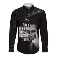 Malcolm X El-Hajj Malik El-Shabazz Long Sleeve Button Shirt By Any Means Necessary - Wonder Print Shop