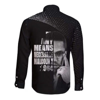 Malcolm X El-Hajj Malik El-Shabazz Long Sleeve Button Shirt By Any Means Necessary - Wonder Print Shop
