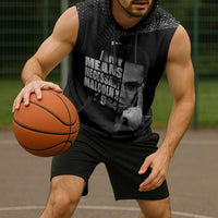 Malcolm X El-Hajj Malik El-Shabazz Sleeveless Hoodie By Any Means Necessary - Wonder Print Shop