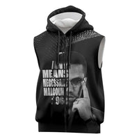 Malcolm X El-Hajj Malik El-Shabazz Sleeveless Zip Hoodie By Any Means Necessary - Wonder Print Shop