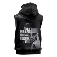 Malcolm X El-Hajj Malik El-Shabazz Sleeveless Zip Hoodie By Any Means Necessary - Wonder Print Shop