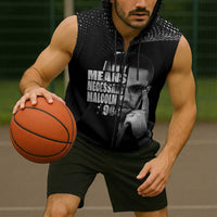 Malcolm X El-Hajj Malik El-Shabazz Sleeveless Zip Hoodie By Any Means Necessary - Wonder Print Shop