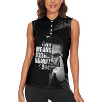 Malcolm X El-Hajj Malik El-Shabazz Women Sleeveless Polo Shirt By Any Means Necessary - Wonder Print Shop