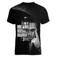 Malcolm X El-Hajj Malik El-Shabazz Women V-Neck T-Shirt By Any Means Necessary - Wonder Print Shop