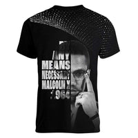 Malcolm X El-Hajj Malik El-Shabazz Women V-Neck T-Shirt By Any Means Necessary - Wonder Print Shop