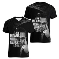 Malcolm X El-Hajj Malik El-Shabazz Women V-Neck T-Shirt By Any Means Necessary - Wonder Print Shop