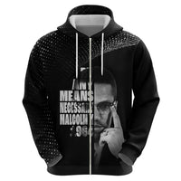 Malcolm X El-Hajj Malik El-Shabazz Zip Hoodie By Any Means Necessary - Wonder Print Shop