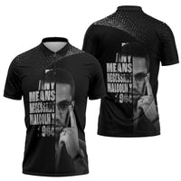 Malcolm X El-Hajj Malik El-Shabazz Zipper Polo Shirt By Any Means Necessary - Wonder Print Shop